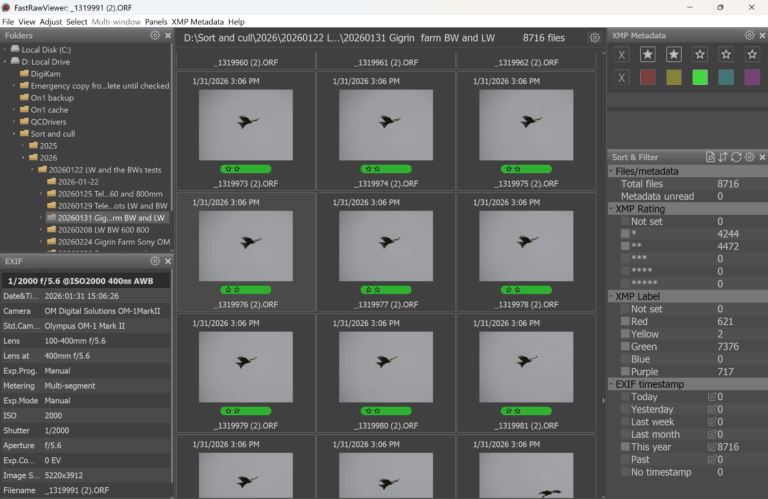 Using FastRawViewer to cull thousands of images